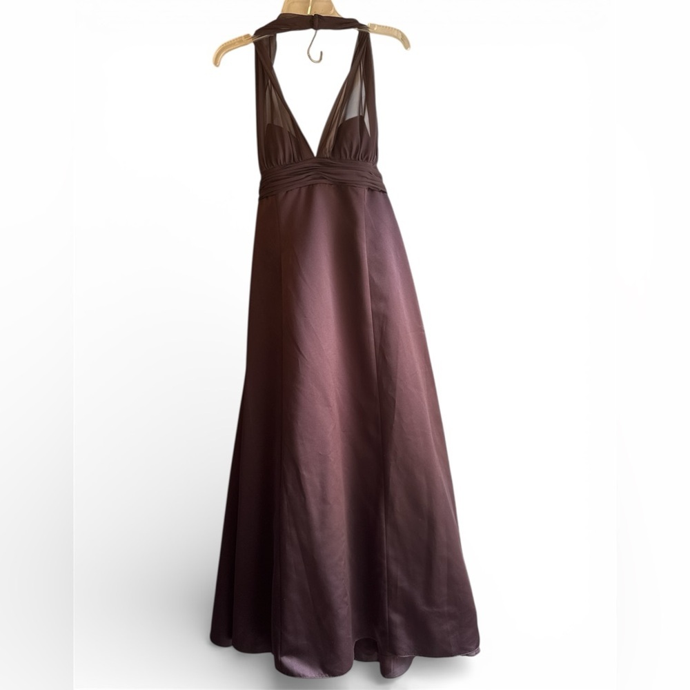 David's Bridal Deep Brown Backless Dress